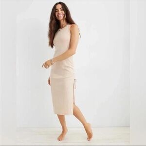 Aerie Ruched Rib Midi Dress